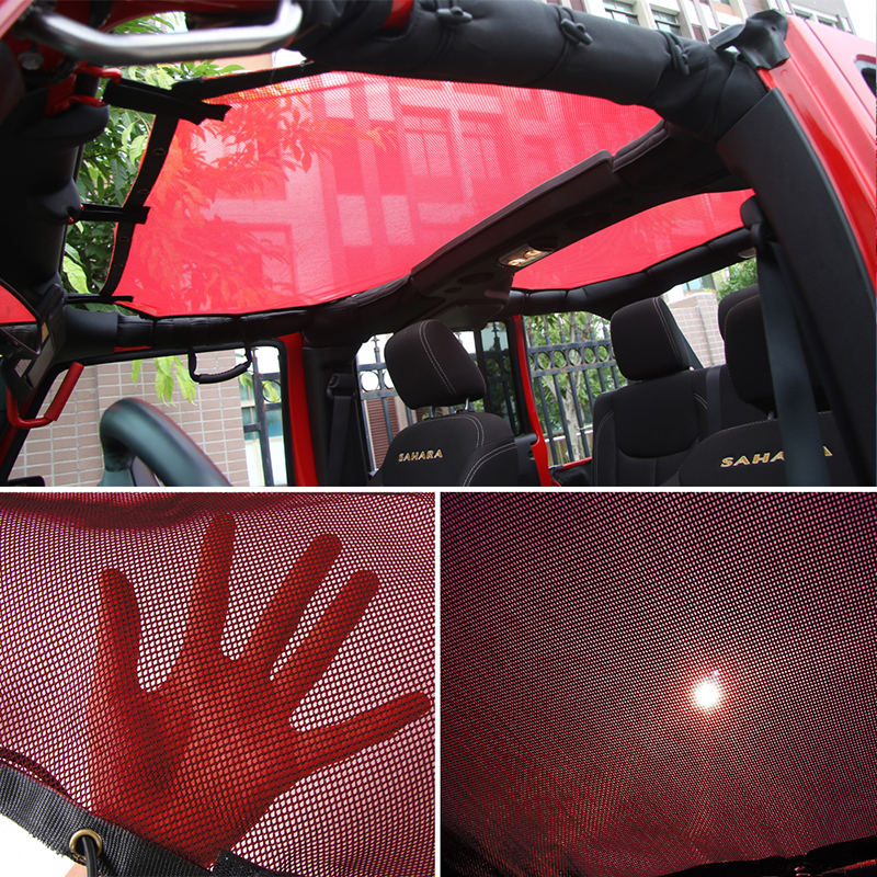 Car Sunshade Sun Protection Net For Jeep Wrangler JK 4 Doors 2007-2017 Auto Exterior Accessories (Red)