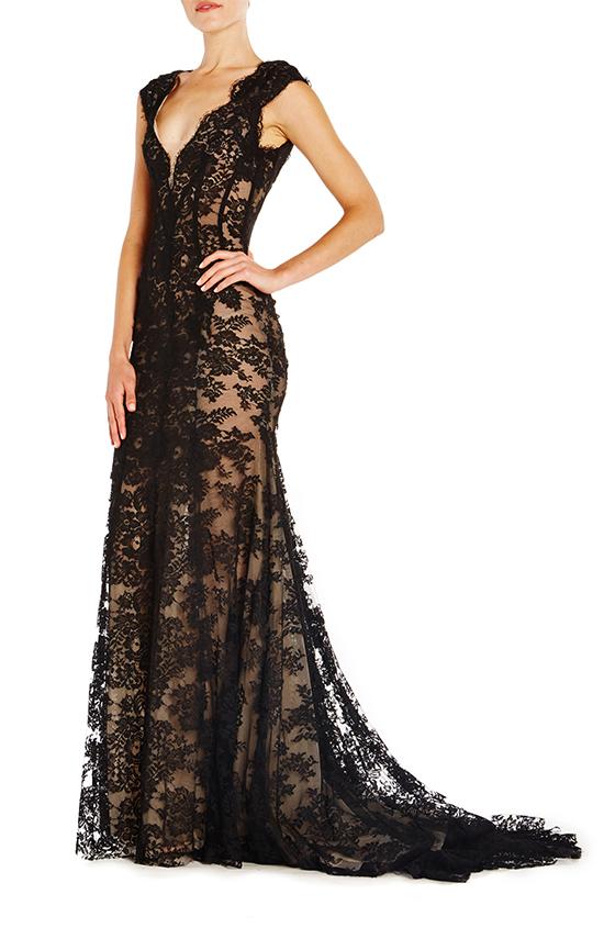 Monique Lhuillier 2019 Mother of the Bride Dresses Black Lace V Neck Illusion Mermaid Evening Gowns Sexy Backless Mother's Formal Dress