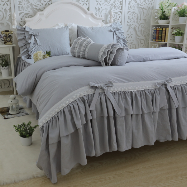 Korean cotton twill bedding set Large lotus leaf Gray bedspread embroidered lace set bowknot Luxury princess quilt cover HM-15S, As pic
Korean cotton twill bedding set Large lotus leaf Gray bedspread embroidered lace set bowknot Luxury princess quilt cover HM-15S, As pic