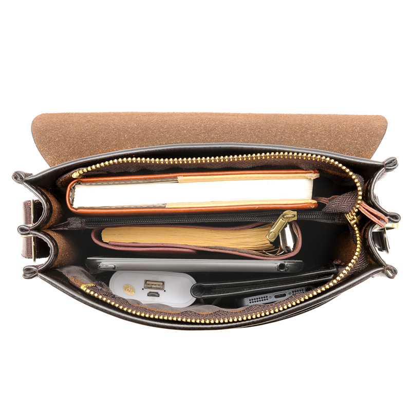Designer Leather Messenger Bag Male Vintage Crossbody Over The Shoulder Bag Kangaroo Brand Mens Bags For Work College Busines