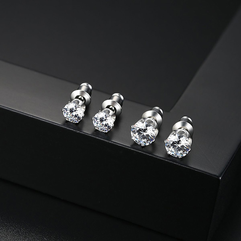 5mm Single Diamond Stone S925 Sterling Needle Stud Earrings Platinum Plated Earrings Jewelry Wholesale