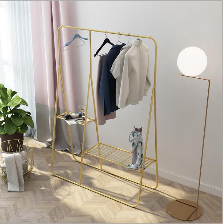 Clothing Shopping Rack Bedroom Furniture Clothes Shop Golden Racks store Window Bag Show shelf Cloth Side Hanging