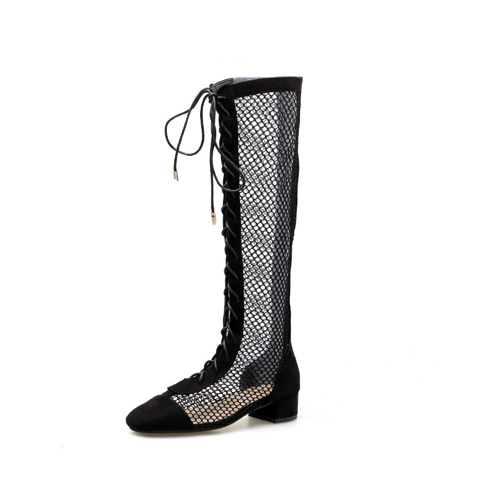 Summer Women Square heel Gladiator Sandals boots Woman Knee High Square head Long Boots Female Mesh Hollow out Shoes, Black
Summer Women Square heel Gladiator Sandals boots Woman Knee High Square head Long Boots Female Mesh Hollow out Shoes, Black