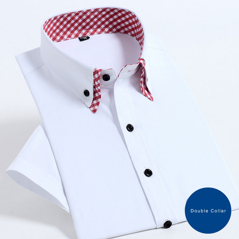 Summer New Arrival Men's Short Sleeve Two Layer Collar Dress Shirt Solid Color Fashion Business Work Tops Smart Casual Shirt, Black
Summer New Arrival Men's Short Sleeve Two Layer Collar Dress Shirt Solid Color Fashion Business Work Tops Smart Casual Shirt, Black