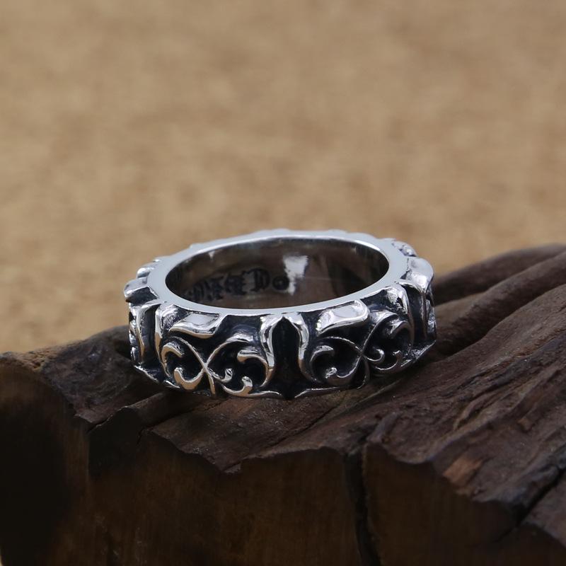 Brand new 925 sterling silver vintage jewelry American Europe hand-made designer scroll flower antique silver punk band rings free shipping