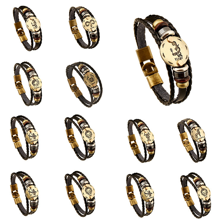 12 Constellation Leather Bracelet Men's Beaded Leather Bracelet Zodiac Sign Bracelet Vintage Handmade Ornaments 2 Size
12 Constellation Leather Bracelet Men's Beaded Leather Bracelet Zodiac Sign Bracelet Vintage Handmade Ornaments 2 Size