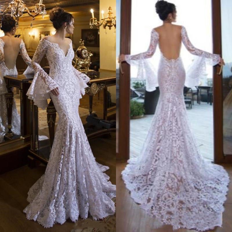 Sexy Backless Mermaid Wedding Dresses Full Lace 2019 Long Bell Sleeve V Neck Bohemian Beach Boho Bridal Gowns Cheap Bride Dress Plus Size, Champagne
Sexy Backless Mermaid Wedding Dresses Full Lace 2019 Long Bell Sleeve V Neck Bohemian Beach Boho Bridal Gowns Cheap Bride Dress Plus Size, Champagne