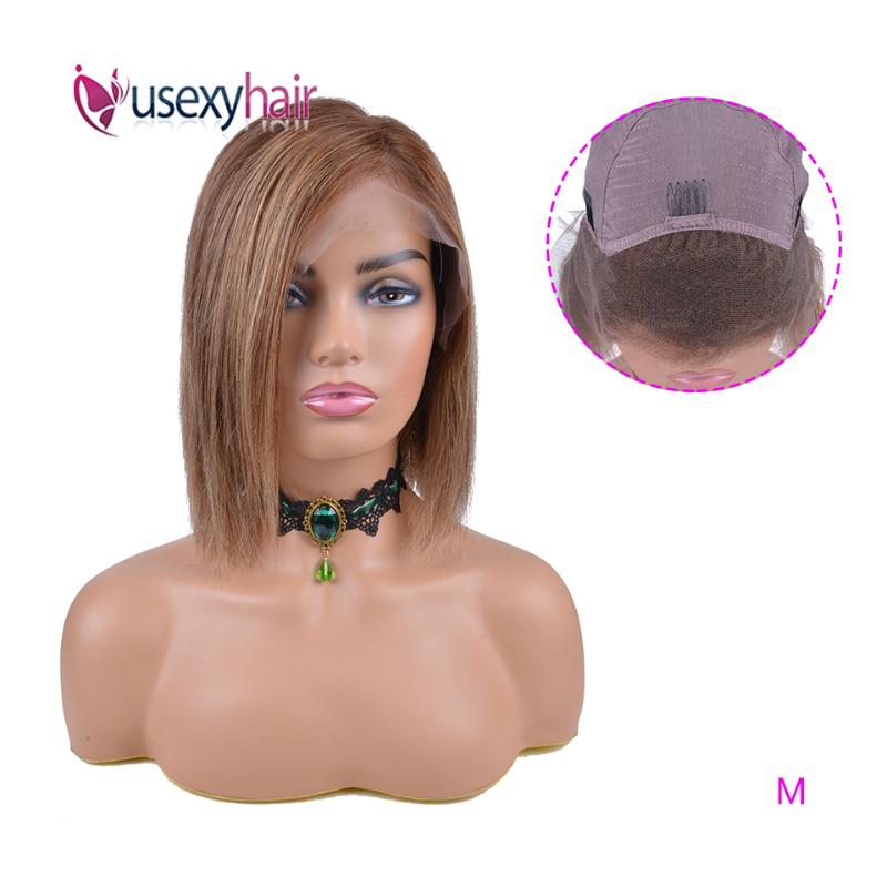 USEXY 13X4 Lace Front Human Hair Wigs Short Straight Bob Wig 150% Density Brazilian Remy Hair Wigs For Black Women, 4 27