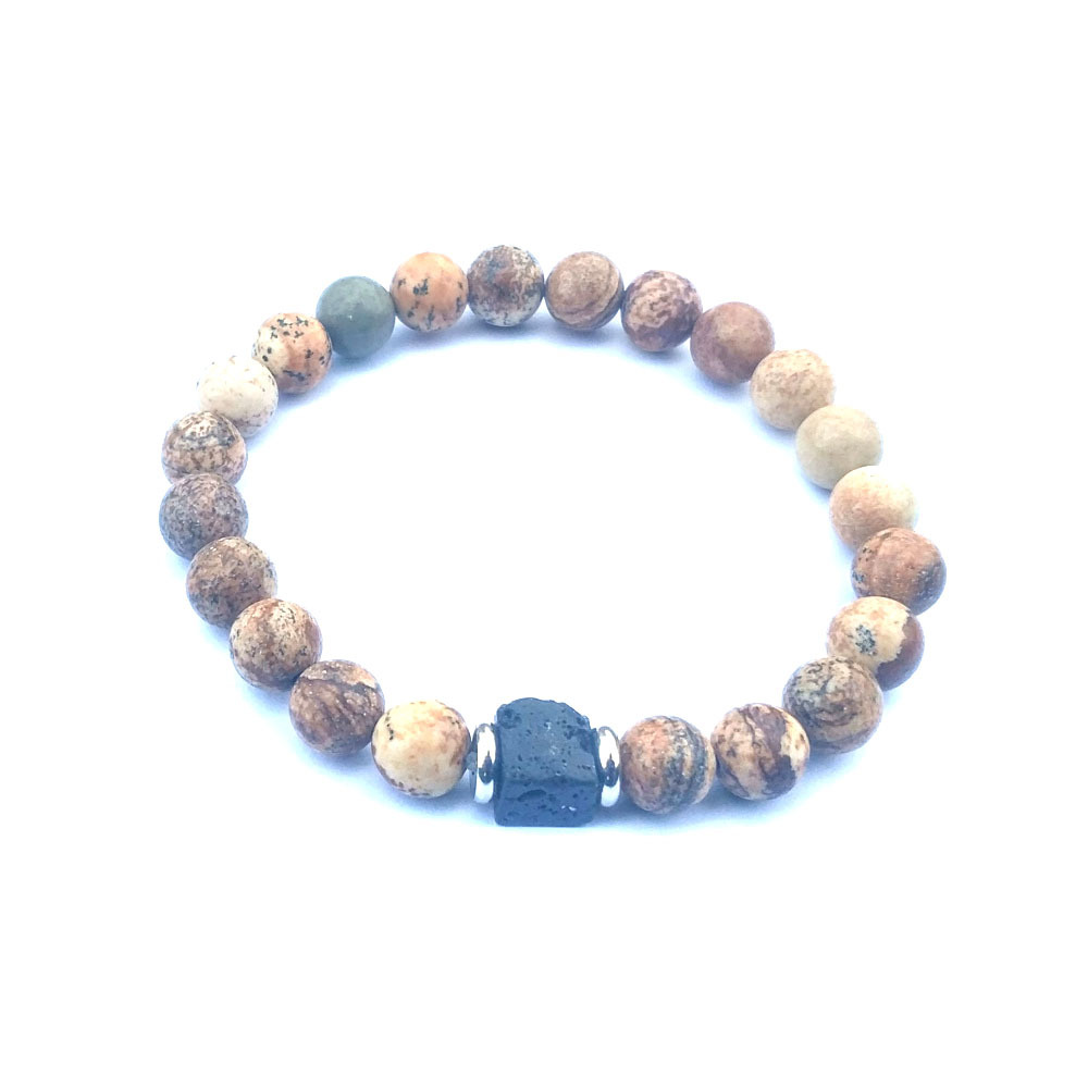 Natural stone bracelet men and women stainless steel healing energy wrist jewelry