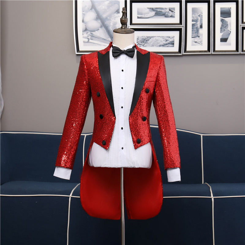 2-Piece Hot Sale Men Suits Custom Made Fit Slim Men Adult Sequin Tuxedo Suit Nightclub Bar Party Stage Performance Suit For Man