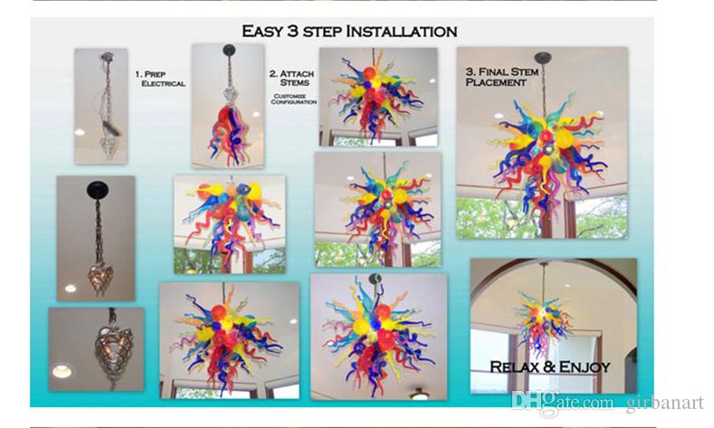 Hand Blown Glass Large Chandelier Pendant Lighting Hotel Decorative Art Glass Crystal Chandelier for Art Decoration