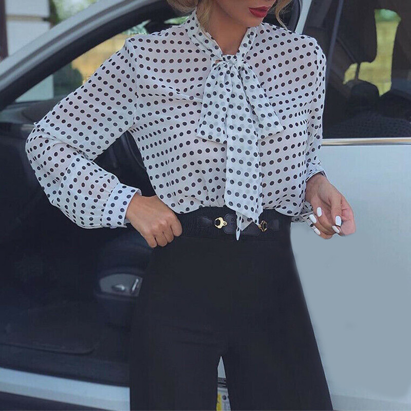 Office Lady Dot Printed Lace Up Women' Blouse White Bow Loose Long Sleeve Female Tops Spring 2020 Summer Elegant Lady Blouses
Office Lady Dot Printed Lace Up Women' Blouse White Bow Loose Long Sleeve Female Tops Spring 2020 Summer Elegant Lady Blouses
