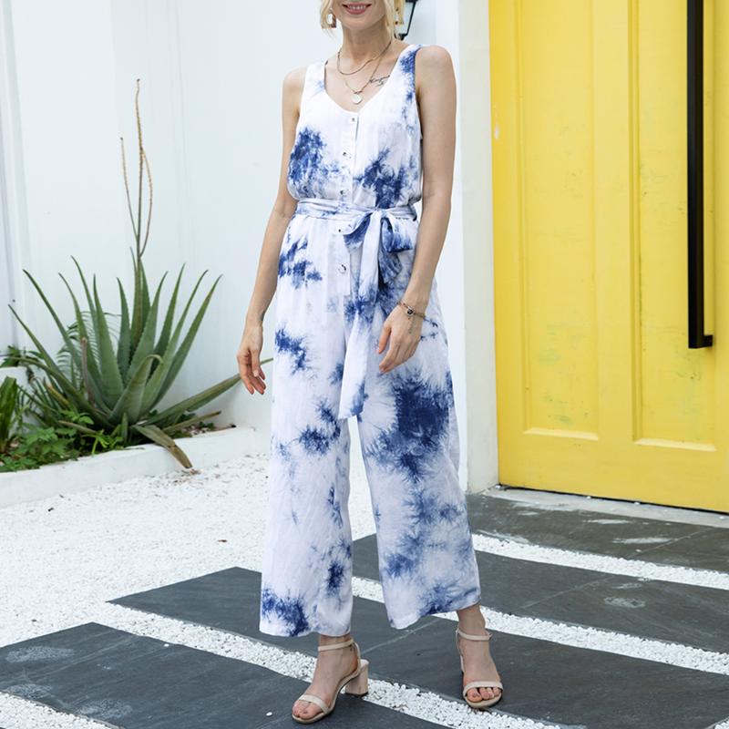 V-Neck Tie-dye Loose Jumpsuit Women Button Lace Up Sleeveless Jumpsuits Overalls Summer Fashion Casual Ladies Wide Leg Pants D30, Black
V-Neck Tie-dye Loose Jumpsuit Women Button Lace Up Sleeveless Jumpsuits Overalls Summer Fashion Casual Ladies Wide Leg Pants D30, Black