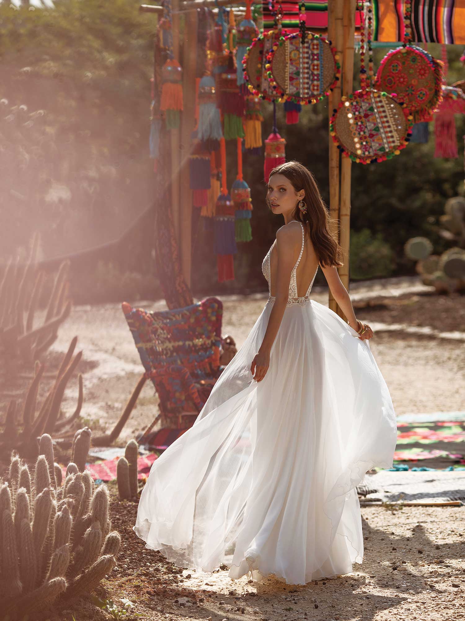 asaf dadush chiffon split wedding dresses lace appliqued beach spaghetti v neck a line bridal gowns vestido de novia