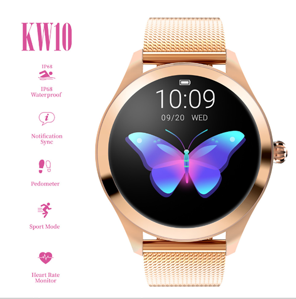 IP68 Waterproof Smart Watch Women Lovely Heart Rate Monitor Sleep Monitoring Smartwatch Connect IOS Android KW10 band Smart Bracelet от DHgate WW