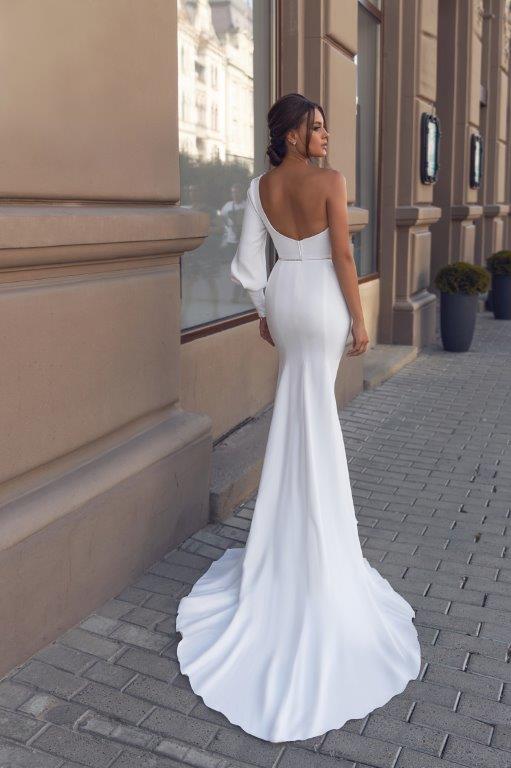 Julie Vino Mermaid Wedding Dresses Sweep Train One Shoulder Beaded Belt Satin Plus Size Wedding Dresses Bridal Gowns Vestido De Novia