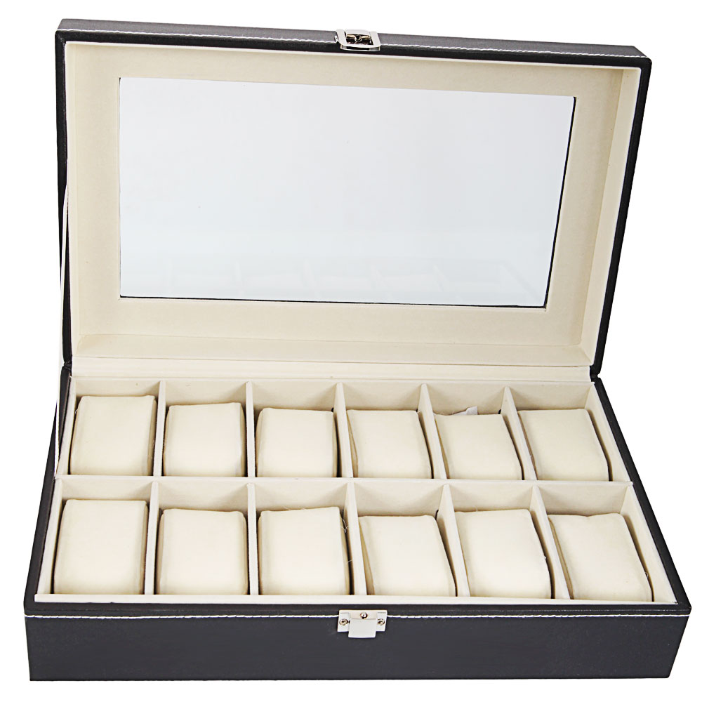 Large 12 Slots High-grade PU Leather Watch Box Display Jewelry Collection Case Organizer Holder Black Color
Large 12 Slots High-grade PU Leather Watch Box Display Jewelry Collection Case Organizer Holder Black Color