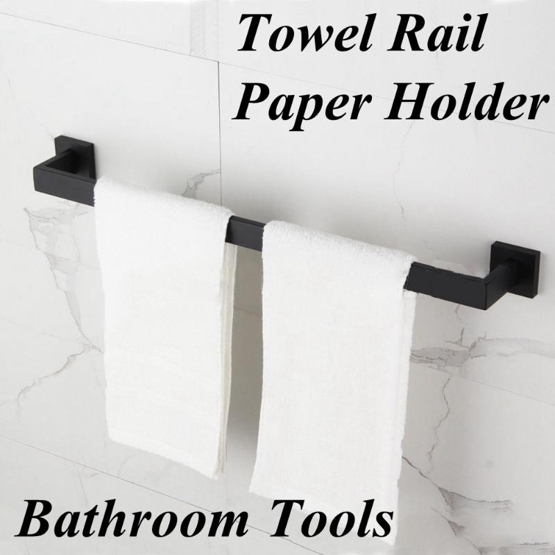 Towel Rail Paper Holder Shelf Stainless Steel Shower Bathroom Accessories Set Robe Black Hook Paint Four-piece Bathroom Tools
Towel Rail Paper Holder Shelf Stainless Steel Shower Bathroom Accessories Set Robe Black Hook Paint Four-piece Bathroom Tools