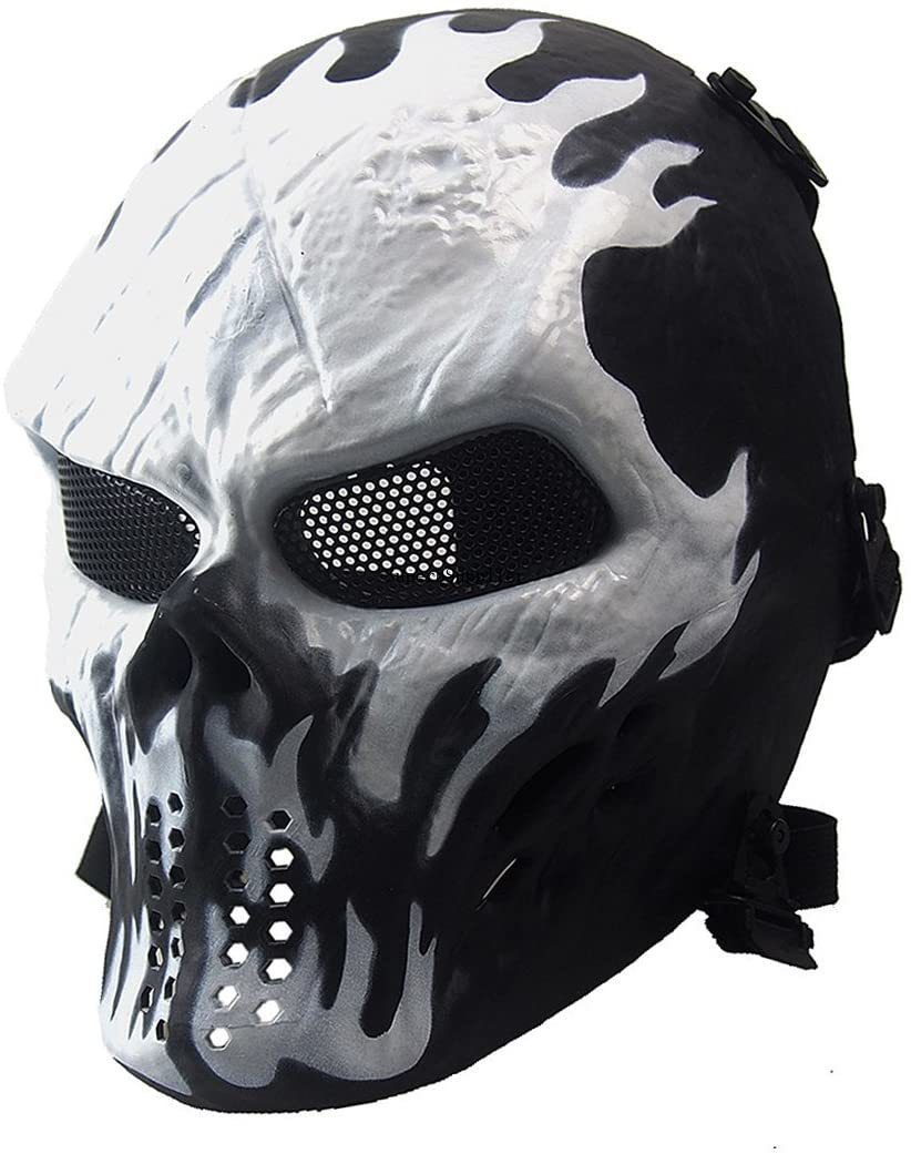 Paintball Mask Skull Full Face Airsoft Mask with Mesh Army Fans Supplies for Tactical Halloween Paintball Airsoft CS Game Cosplay and Party, Black
Paintball Mask Skull Full Face Airsoft Mask with Mesh Army Fans Supplies for Tactical Halloween Paintball Airsoft CS Game Cosplay and Party, Black