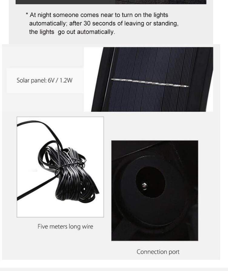 120 LED Solar Lights Outdoors Solar Garden Lamps PIR Motion Sensor Split Solar Wall Light Spotlights Waterproof +5M extension cable