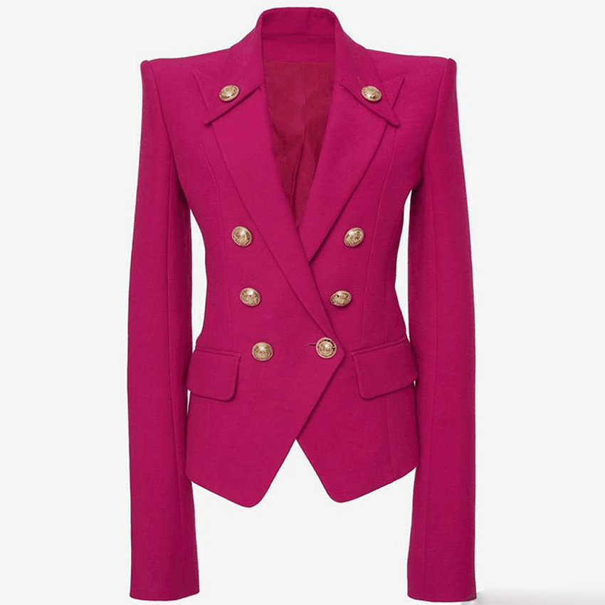 HIGH QUALITY Newest Designer Blazer Women' Collar Buttons Double Breasted Metal Buttons Blazer Outer Wear Blazers, Black
HIGH QUALITY Newest Designer Blazer Women' Collar Buttons Double Breasted Metal Buttons Blazer Outer Wear Blazers, Black