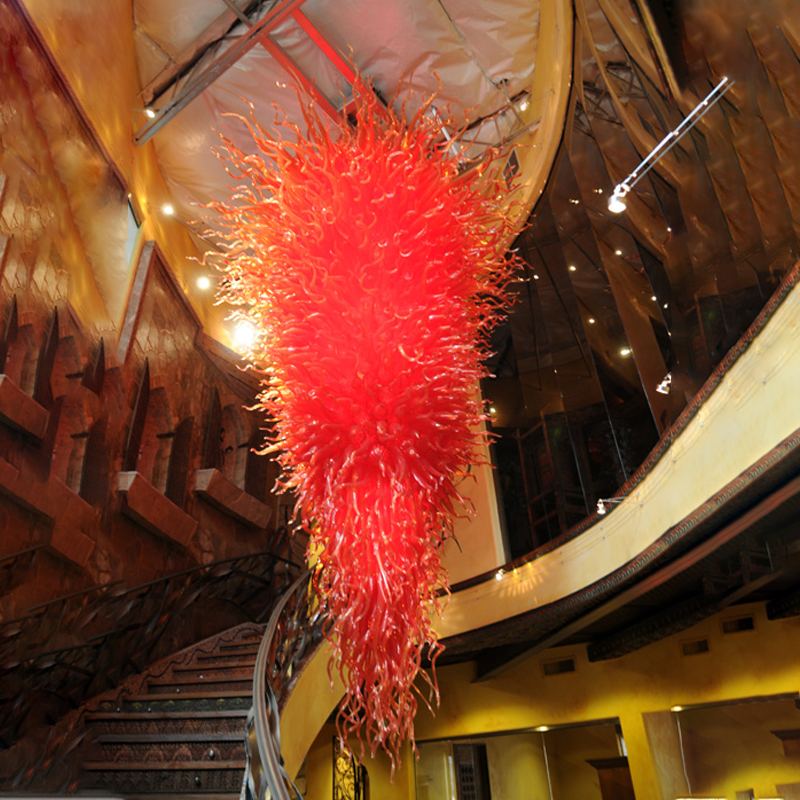 Grand Lustre en Verre Soufflé Led Blanc ou Rouge Personnalisé Éclairage Villa Hôtel Art Décoratif Grand Lustre-GIRBAN