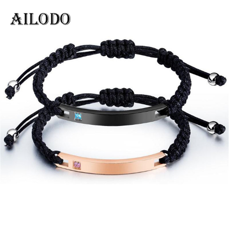 Charm Bracelets Ailodo Handmade Black Rope Chain For Women Men CZ Pave Stainless Steel Couple Fashion Jewelry Gift 20MAY12
Charm Bracelets Ailodo Handmade Black Rope Chain For Women Men CZ Pave Stainless Steel Couple Fashion Jewelry Gift 20MAY12