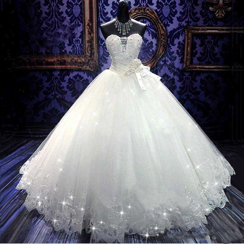 Real Photoes Bling Bling Crystal Wedding Dresses Back Bandage Tulle Appliques Floor Length Ball Gown Wedding Dresses Bridal Gowns