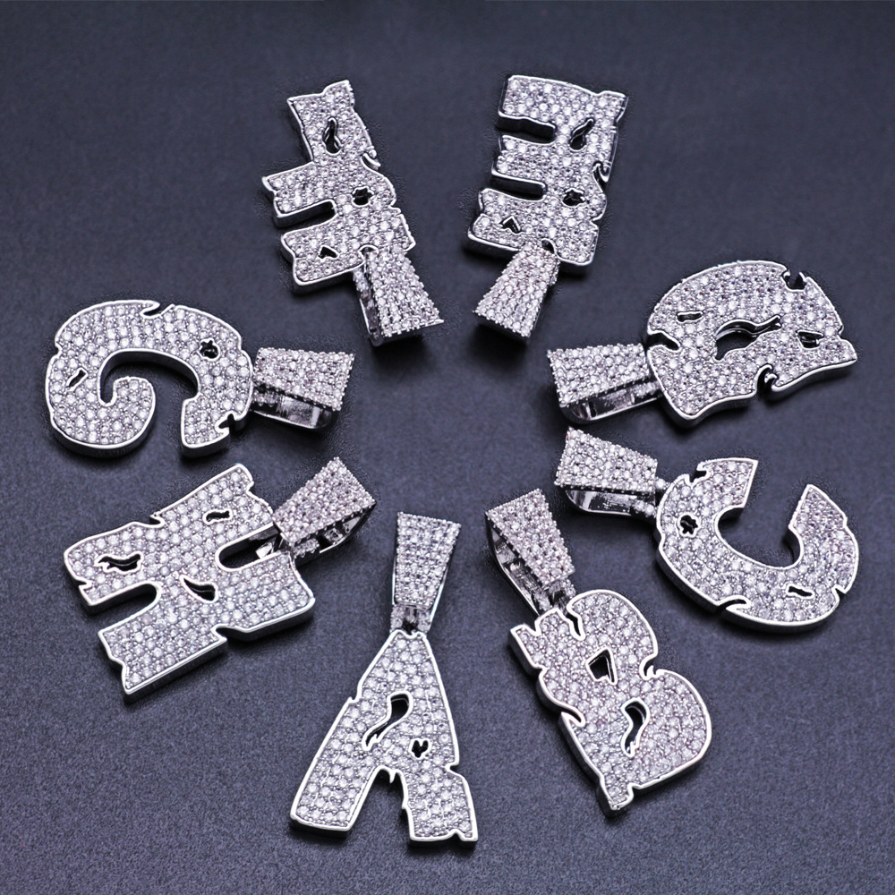 New personalized Diamond A-Z Initial Letter Custom Name Pendant Necklace Iced Out CZ 18K Gold Plated Hiphop DIY Jewelry for Men Women