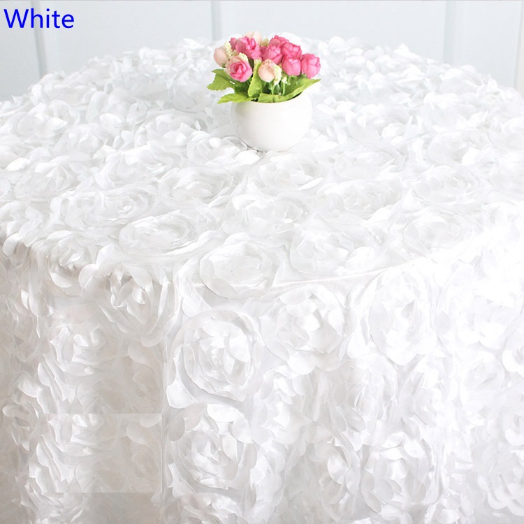 Various colours Round Table cloth rosette embroider table cover 3D rose flower design for wedding party hotel