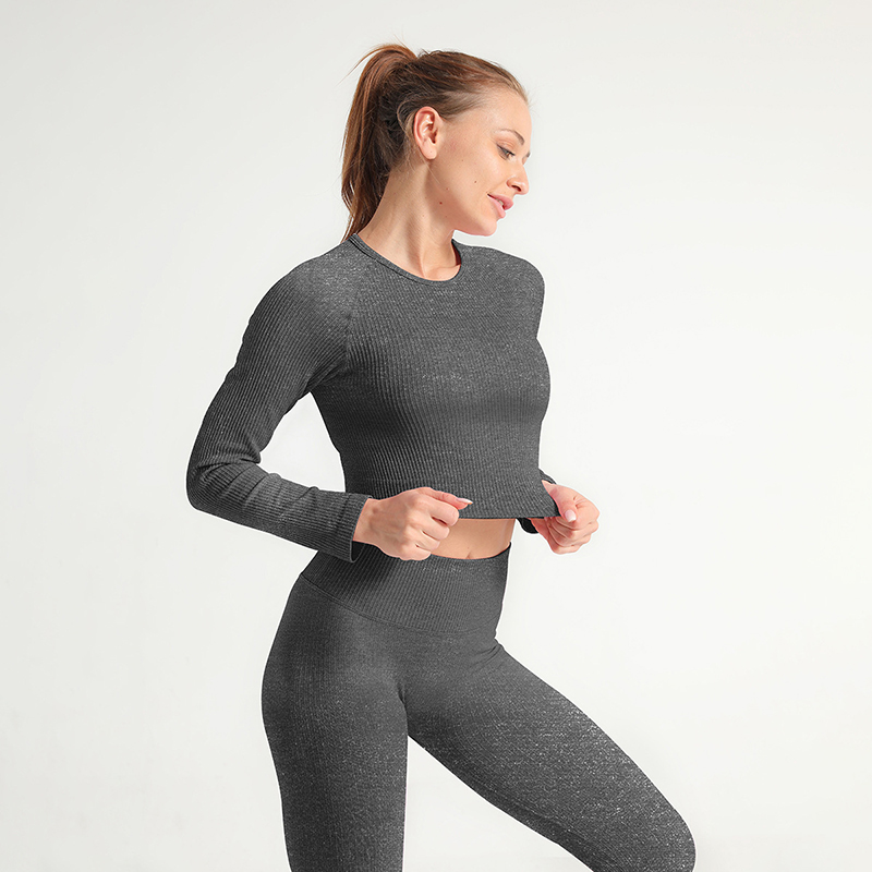 Women Seamless Yoga Set Fitness Sports Suits Gym Clothes Ribbed Casual Long Sleeves Shirts High Waist Leggings 2 Pieces Set, Black
Women Seamless Yoga Set Fitness Sports Suits Gym Clothes Ribbed Casual Long Sleeves Shirts High Waist Leggings 2 Pieces Set, Black