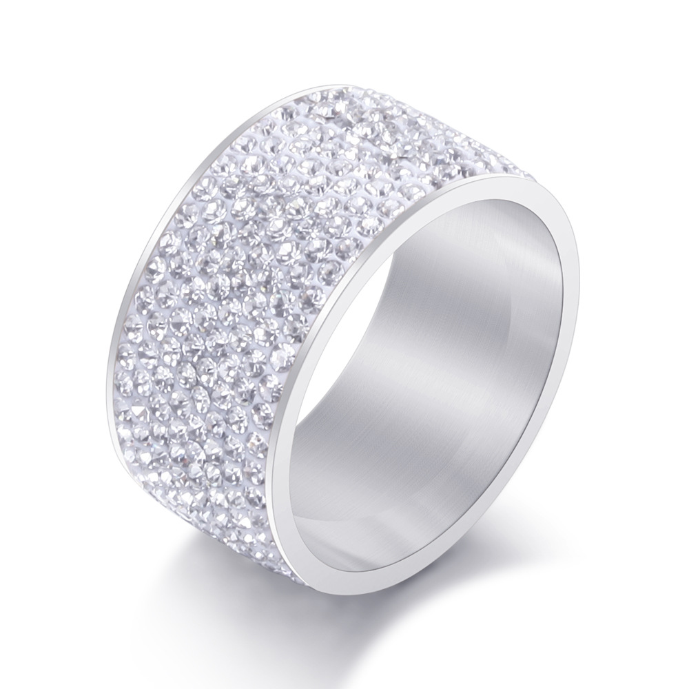 Titanium Stainless Steel Full Diamond Ring Band for Men and Women Couple 2023 New in Personalized Iced Out White Black Lovers Wedding Matching Rings G