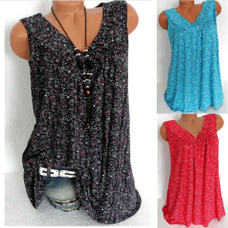 Fashion Womens Printed Floral V-neck Boho Tank Top Vest Sleeveless Loose Summer Beach Casual Tops, Black
Fashion Womens Printed Floral V-neck Boho Tank Top Vest Sleeveless Loose Summer Beach Casual Tops, Black