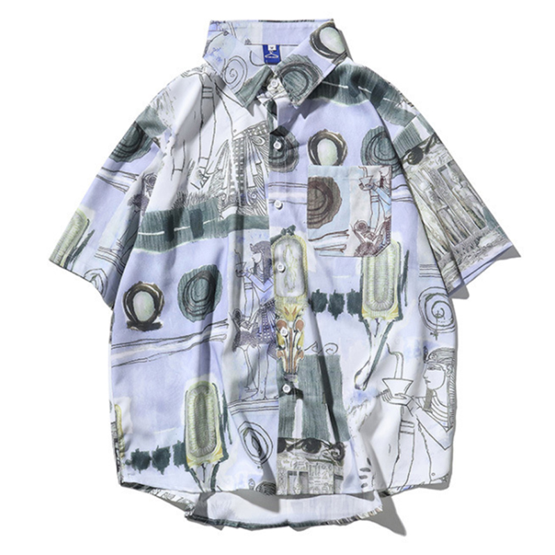 Men's Top Short Sleeve Shirt Harajuku Egyptian Style Abstract Printed Short Sleeve Shirt Men's Loose Silhouette Lazy, Dark blue
Men's Top Short Sleeve Shirt Harajuku Egyptian Style Abstract Printed Short Sleeve Shirt Men's Loose Silhouette Lazy, Dark blue