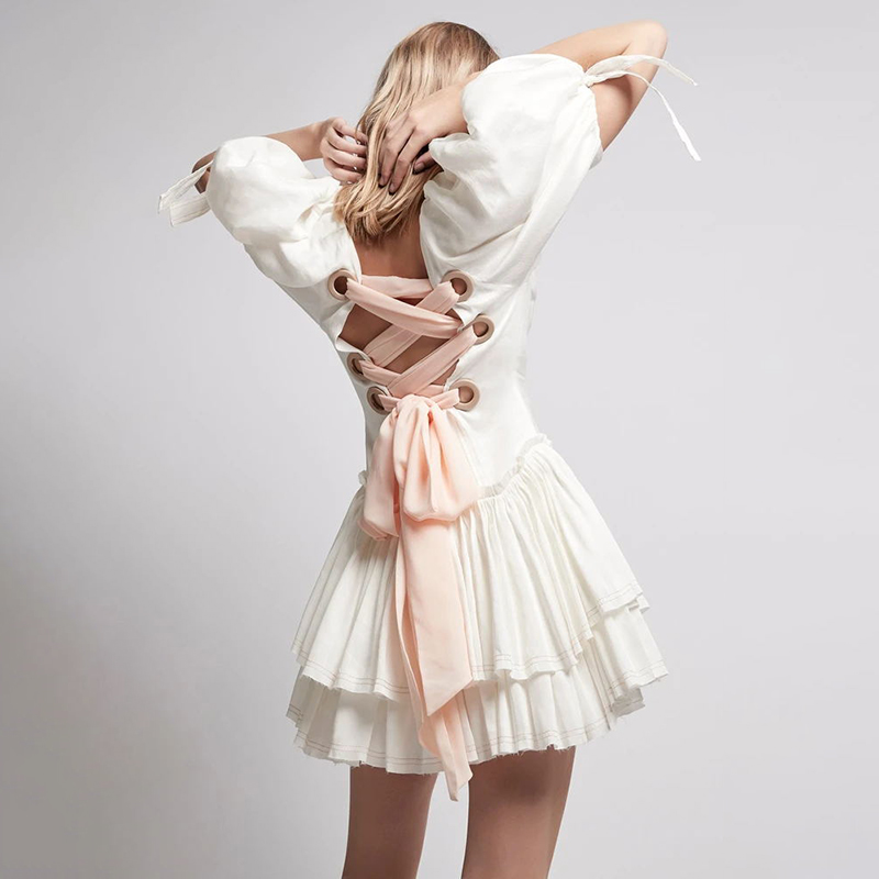 2020 spring new arrive back cross puff sleeve mini dress A line white color mini dress beach holiday
2020 spring new arrive back cross puff sleeve mini dress A line white color mini dress beach holiday