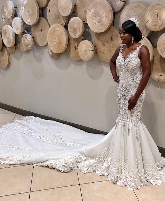 luxurious mermaid crystals arabic plus size wedding dresses vneck beaded tulle bridal dresses charming wedding gowns