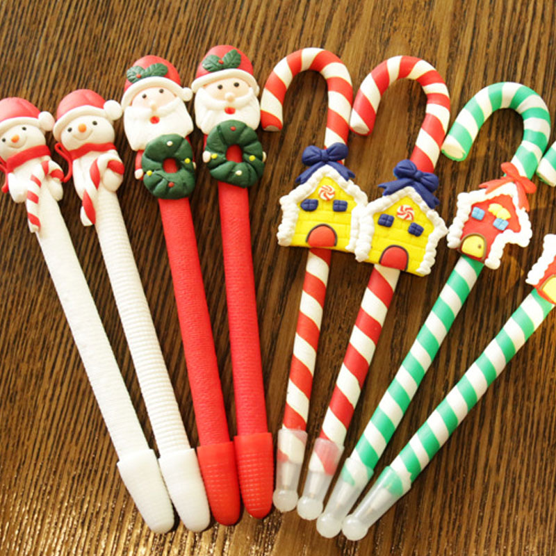 Christmas santa claus snowmanCrutches Ballpoint pen toys gifts for kid Christmas home decoration Party decoration Xmas Favor