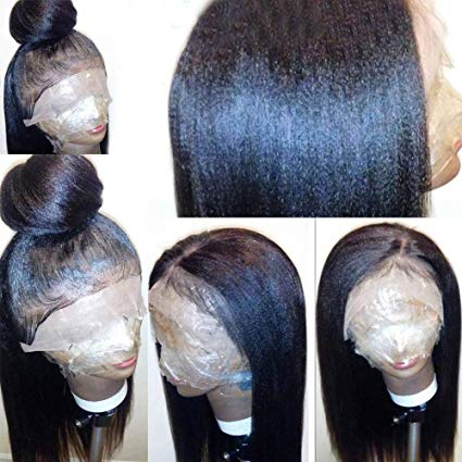 Diva1 African American Yaki straight 360 frontal human hair wig pre plucked front for black women 130%