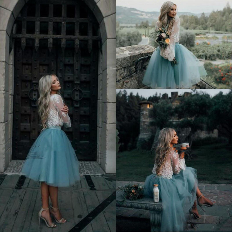 2020 Ivory and Mint Lace Two Pieces Long Sleeve Short Prom Dress Illusion Boho Party Gowns Graduation Homecoming Trendy Cocktail Gowns, Blue;pink
2020 Ivory and Mint Lace Two Pieces Long Sleeve Short Prom Dress Illusion Boho Party Gowns Graduation Homecoming Trendy Cocktail Gowns, Blue;pink