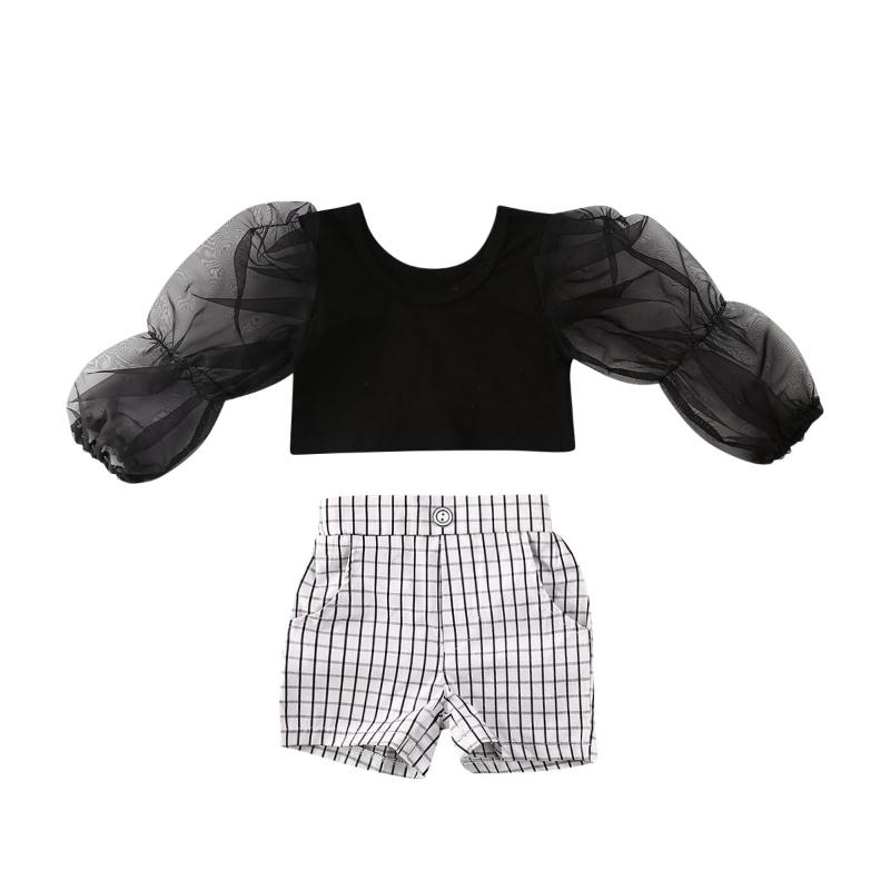 2PCS Toddler Baby Girl Fashion Outfits Clothes Sets Lace Puff Sleeve T shirt tops + Plaid Print Shorts kids Clothes Set 1-6Y, Black
2PCS Toddler Baby Girl Fashion Outfits Clothes Sets Lace Puff Sleeve T shirt tops + Plaid Print Shorts kids Clothes Set 1-6Y, Black