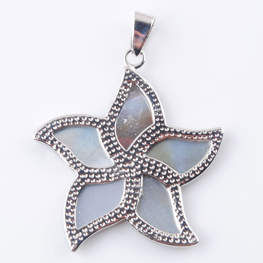 WOJIAER Natural Zealand Abalone Shell Gem Stone Pendant Beads Plant Flower Women Men Jewelry DBN366