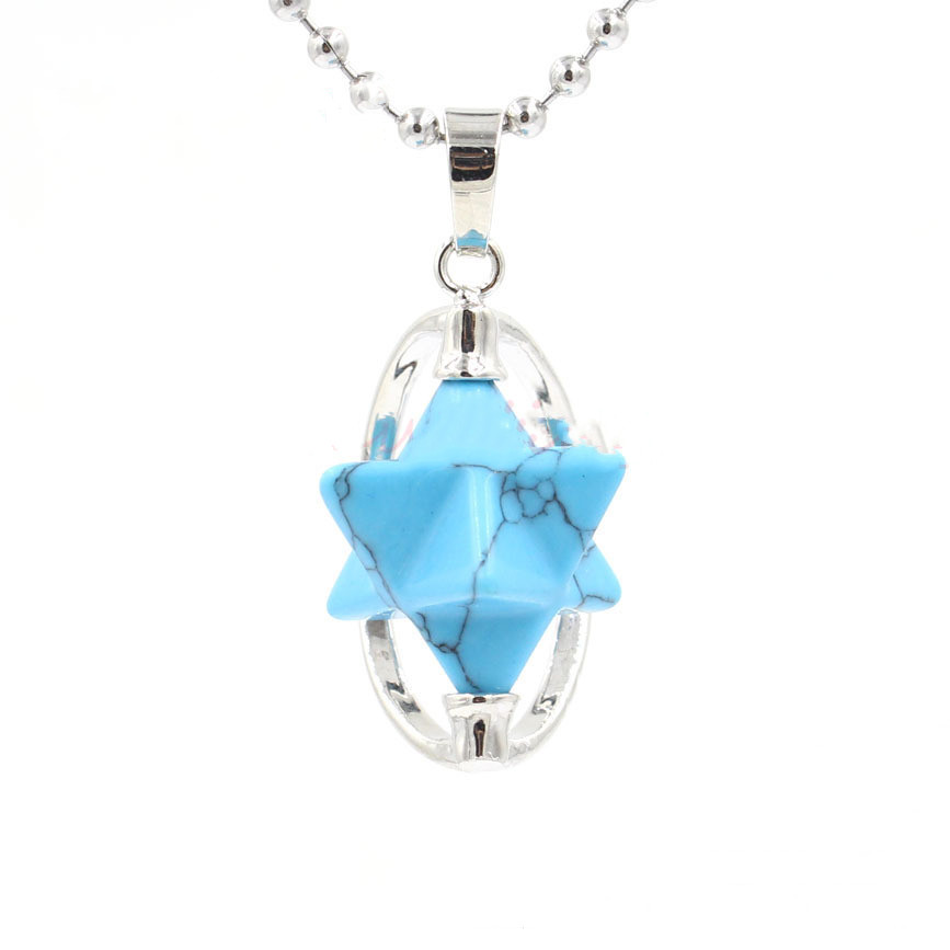 Reiki Healing Crystal Five Star Pendant Men and Women Stainless Steel Reiki Healing Necklace