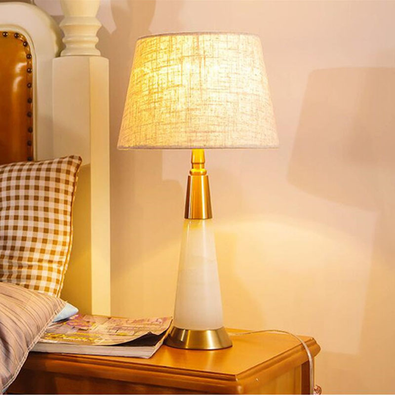 Modern natural marble living room table light metal base desk lamp LR018