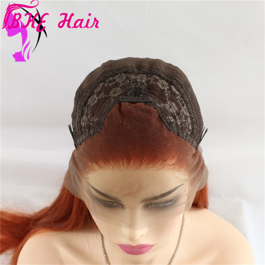 13x4 Lace Front wig simulation Human Hair Copper red/brown Colored Synthetic Wigs free Part Brazilian Lace Wig 180% for women