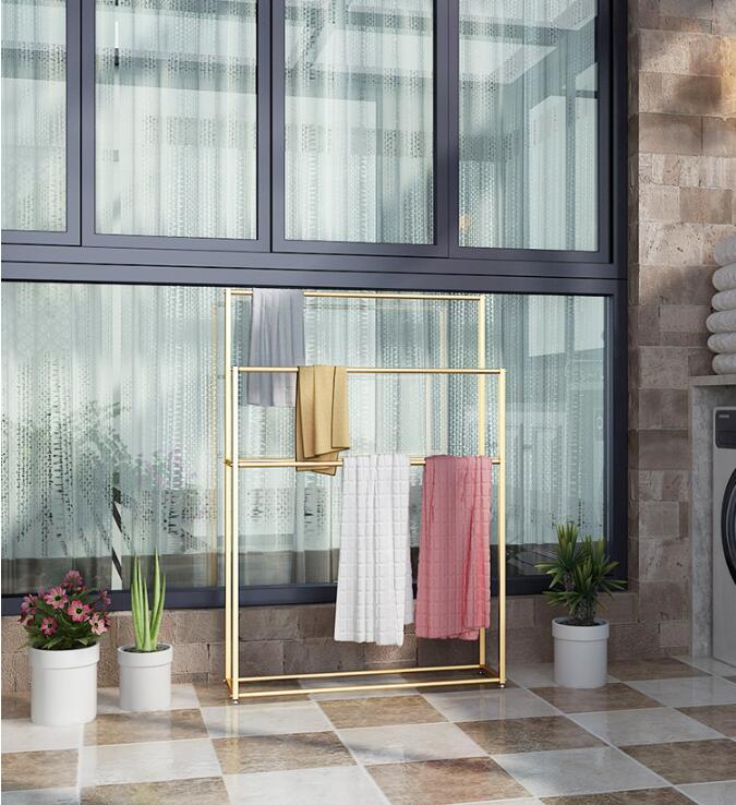 Simple towel racks bath indoor cloth rack iron art floor shelf metal clothes combination