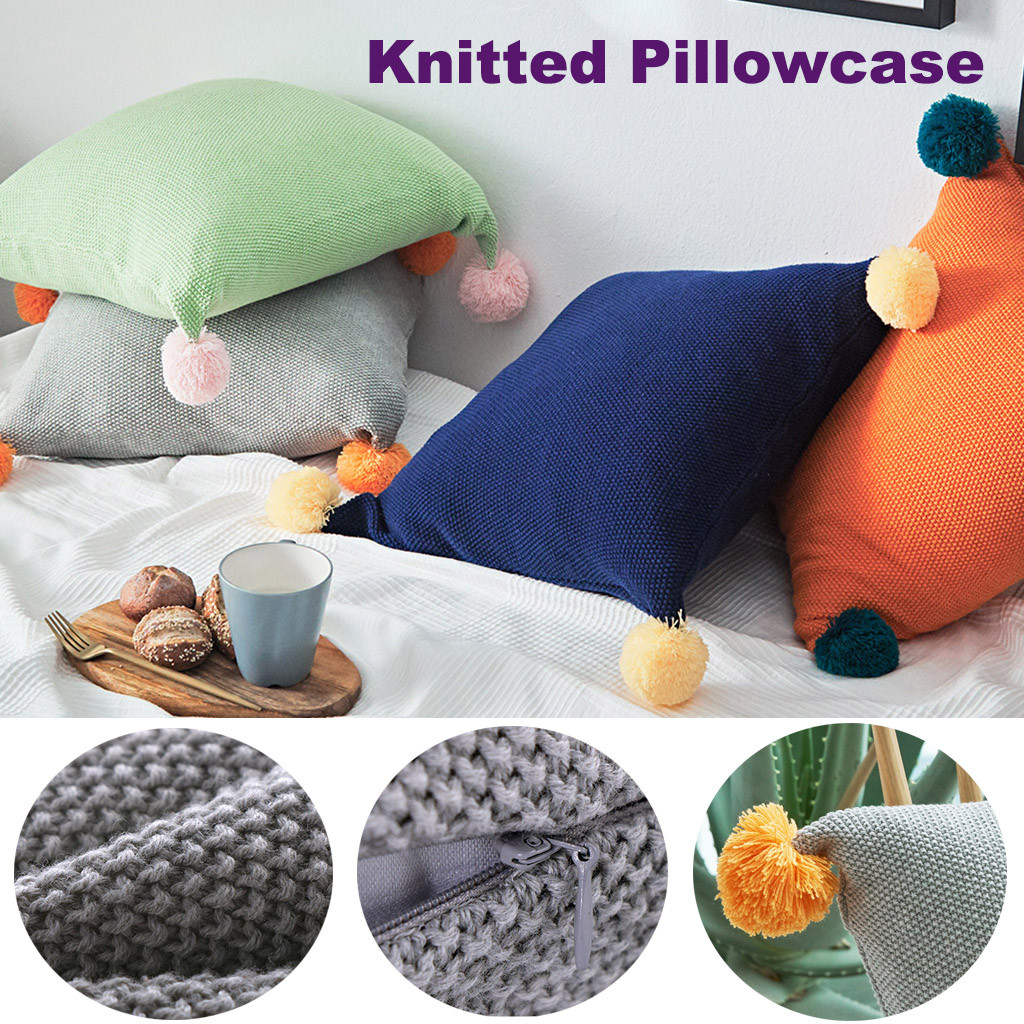 Cotton Knitted Cushion Cover With Pom Poms Pillowcase Home Decorative Throw Pillow Covers Solid Color Cushion Cover 45x45cm De8, Green
Cotton Knitted Cushion Cover With Pom Poms Pillowcase Home Decorative Throw Pillow Covers Solid Color Cushion Cover 45x45cm De8, Green