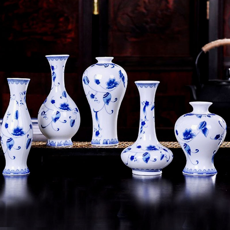 Traditional Chinese Blue White Porcelain Vase Ceramic Flower Vases Vintage Home Decoration