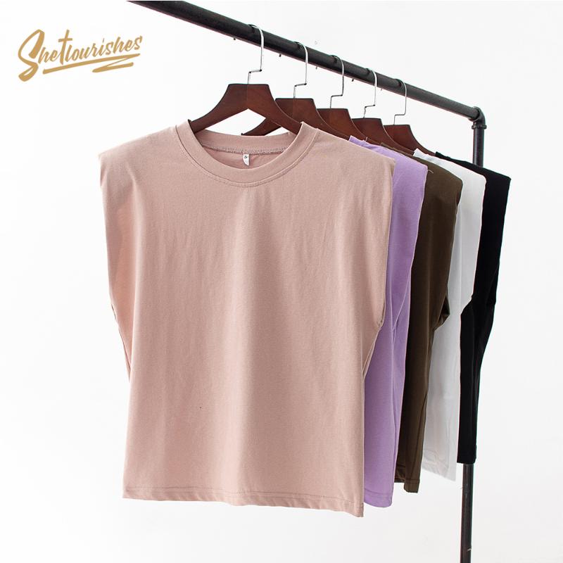 Sheflourishes Summer Vintage Female Sleeveless top with round neckline and shoulder pads zoravicky Loose Basic White Tshirt 2020, Green
Sheflourishes Summer Vintage Female Sleeveless top with round neckline and shoulder pads zoravicky Loose Basic White Tshirt 2020, Green