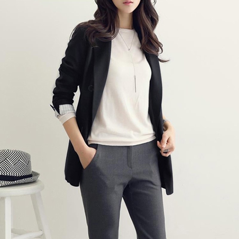 Fashion Notched Collar Double Breasted Women Jacket Blazer Female Casual Suit Coat Autumn Outerwear Coat Soft High quality LY191122