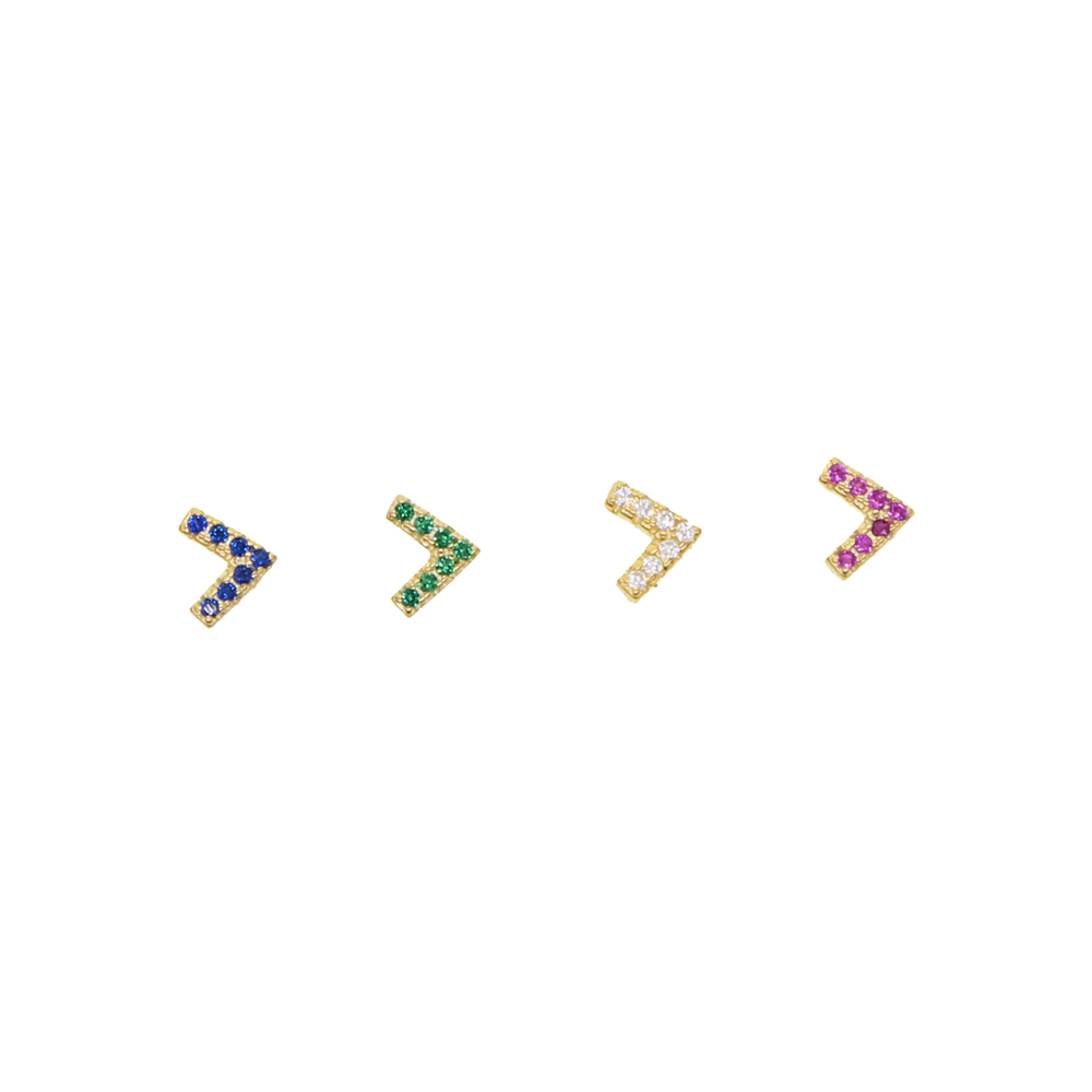 925 Sterling silver simple multi piercing stud V Arrow stud earring 4 color minimal delicate dainty studs for girl